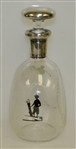 1920's Sterling Inlay Post-Swing Golfer Themed Rye Whiskey Glass Decanter with Stopper
