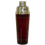 Red Glass Sterling Silver Golfer Etched Cocktail Shaker with Cover