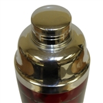 Red Glass Sterling Silver Golfer Etched Cocktail Shaker with Cover