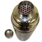 Red Glass Sterling Silver Golfer Etched Cocktail Shaker with Cover