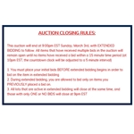 Auction Rules - Please Make Sure You Place Your Bids Before 9pm EST Sunday!