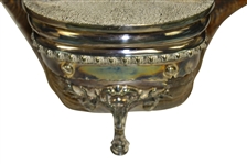 Ram Horn Inkwell Set with Silverplate Well, Golfing Figure, Horn Tips, & Spherical Inkwells
