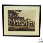 Ben Hogan Teeing Off Photo - Believed to be at The Masters - Framed