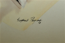 Sam Snead Ink & Pastel Portrait Signed by Artist Eugene Payne '73 - Framed