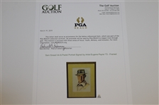 Sam Snead Ink & Pastel Portrait Signed by Artist Eugene Payne '73 - Framed