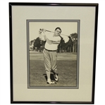 Babe Ruth "Sultan of Swat" Original 1/9/1936 Wire Photo at the Pasadena Country Club - Framed