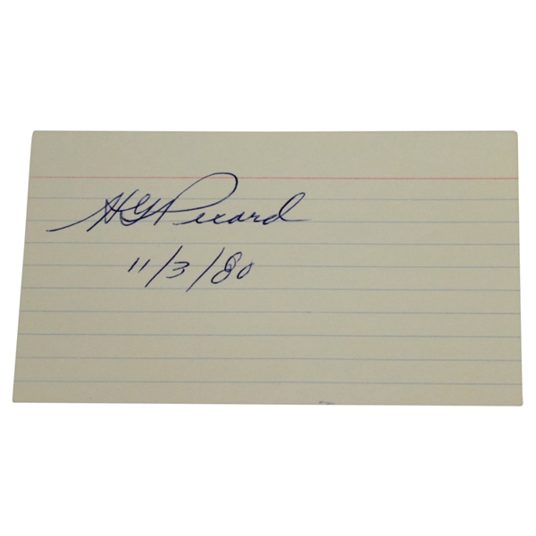 Henry 'H.G.' Picard Signed 3x5 Index Card - Dated 11/3/80 JSA ALOA