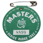 1962 Masters Tournament Badge #8899 - Arnold Palmer Winner