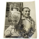 Willie Turnessa Signed A.P. Original Wire Photo Holding Trophy JSA ALOA
