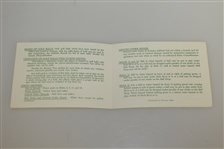 1984 Augusta National Golf Club Masters Tournament USGA Local Rules Card