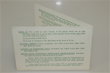 1984 Augusta National Golf Club Masters Tournament USGA Local Rules Card