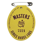 1965 Masters Tournament Series Badge #7221 - Jack Nicklaus 2nd Green Jacket!