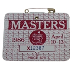 1986 Masters Tournament Series Badge #X12387 - Jack Nicklaus Record 6th Green Jacket