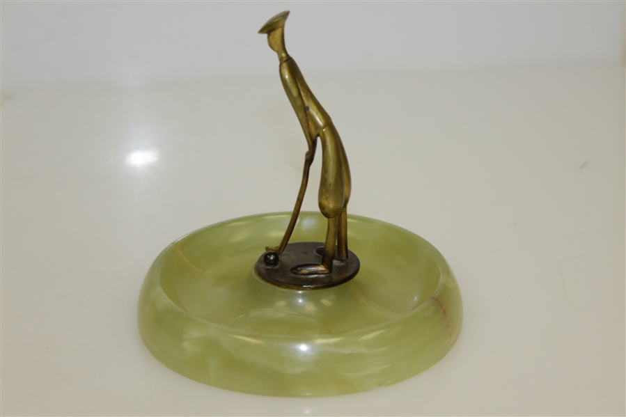 Bronze Golf Figure on Marble - Ashtray with stamped 'Austria' on Base - Karl Hagenauer likely