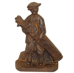 Cast Iron Golf Caddy with Golf Bag Doorstop - Stamped Jahn Foundry 1st Heat 6.14.65
