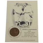 Bobby Jones & Espinosa 1929 Prepare for a Playoff at the Open Lincoln Wheat Penny Card