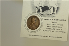 Bobby Jones & Espinosa 1929 'Prepare for a Playoff at the Open' Lincoln Wheat Penny Card