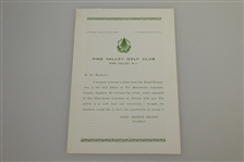 Pine Valley Golf Club Member Pamphlet, Dormitory Quiet Info Card, & USGA Golf Journal