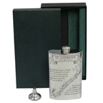 St. Andrews The Old Course Pewter Flask with Course Layout - Great Condition with Original Funnel & Box