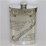 St. Andrews 'The Old Course' Pewter Flask with Course Layout - Great Condition with Original Funnel & Box