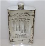 St. Andrews 'The Old Course' Pewter Flask with Course Layout - Great Condition with Original Funnel & Box