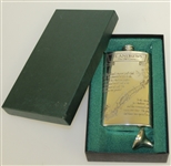 St. Andrews 'The Old Course' Pewter Flask with Course Layout - Great Condition with Original Funnel & Box