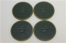 Augusta National Golf Club Green Leather Coaster Set of Four with Holder - Made in Italy