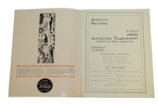 1934 Augusta National First Annual Invitation (Masters) Tournament Program - Excellent Condition!
