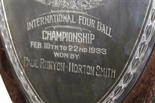 Horton Smith's 1933 International Four Ball Winners Plaque with Paul Runyan - Miami CC