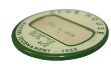 1953 Masters Clubhouse Badge Issued to Chas. R. Mack - Ben Hogan Winner - Excellent Condition