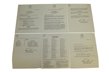 1962 Masters Lot - Scorecard, Records Sheet, Pamphlet, Pairing Sheets, & Misc. Correspondence