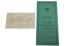 1953 Masters Lot - Records Booklet & Misc. Correspondence