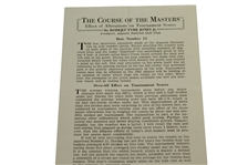 Three The Course of the Masters Articles by Robert T. (Bobby) Jones, Jr. about Augusta National