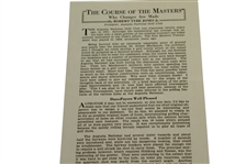 Three The Course of the Masters Articles by Robert T. (Bobby) Jones, Jr. about Augusta National