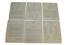 1964 Masters Tournament Items - Records Booklet (x2), Tee Placements, & Correspondence