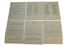 1964 Masters Tournament Items - Records Booklet (x2), Tee Placements, & Correspondence