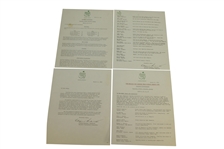 1964 Masters Tournament Items - Records Booklet (x2), Tee Placements, & Correspondence
