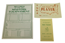 1964 Masters Tournament Items - Records, Pairing Sheets (Par 3 & Tourney), Pamphlet, & Correspondence