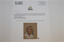 Arnold Palmer Ryder Cup Captain Pastel Drawing Signed by Artist M. Mullins