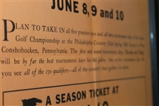 1939 US Open Championship at Philadelphia Country Club Ticket Poster - Byron Nelson Winner 15 x 24