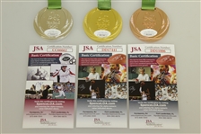 Justin Rose, Stenson, & Kuchar Signed Replica Olympic Gold, Silver, & Bronze Medals ALL JSA