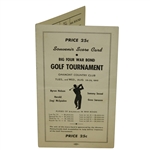 1945 Big Four War Bond Golf Tournament Scorecard from Oakmont CC - Nelson, Snead, Sarazen, & McSpaden