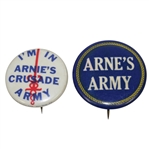 Two Arnold Palmer Buttons - Arnies Army & Im in Arnies Crusade Army