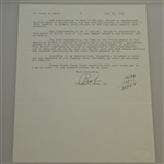 Bobby Jones Signed July 29, 1953 Letter - Family Money Content JSA FULL #B60861