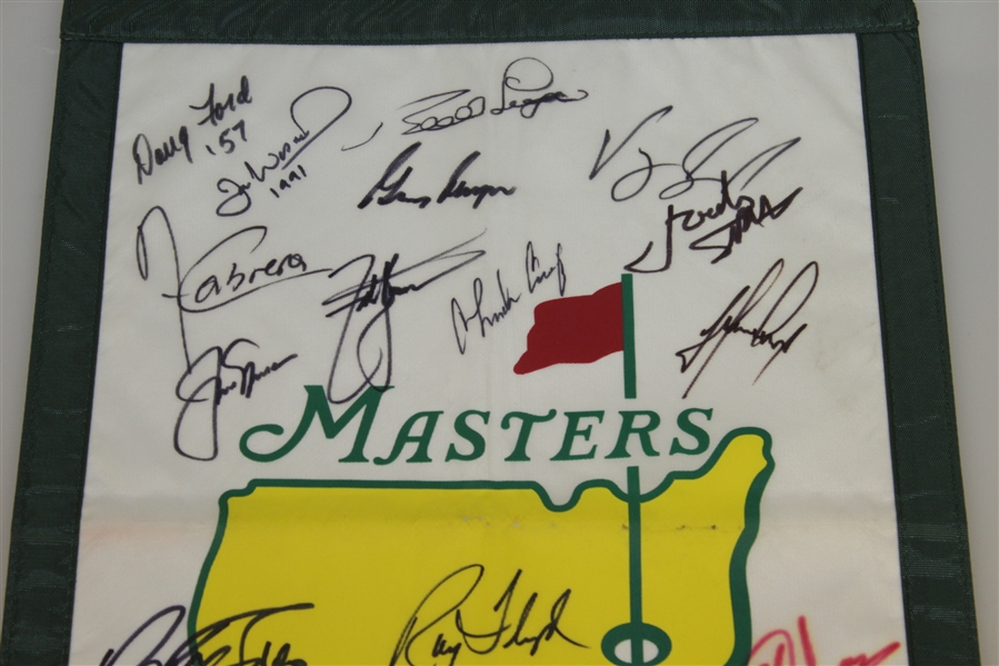  25 Masters Champs Signed Garden Flag with Spieth, Nicklaus, Mickelson, Ford, & others JSA ALOA