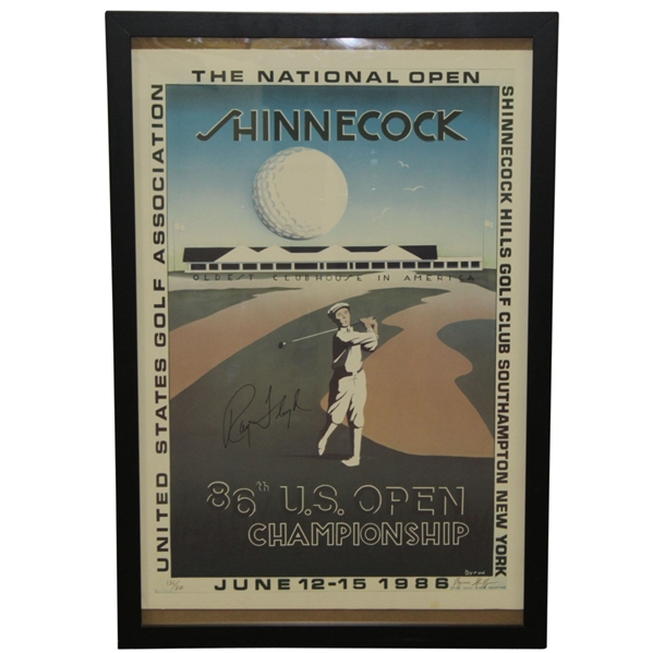 Ray Floyd's Personal Signed 1986 US Open at Shinnecock Hills Byron Huff Ltd Ed Poster - Framed JSA ALOA