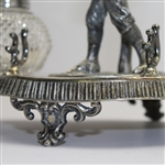 Silver Plated Desk Set Inkwell by Mappin & Webb w/Glass Etched Vase and Original Club