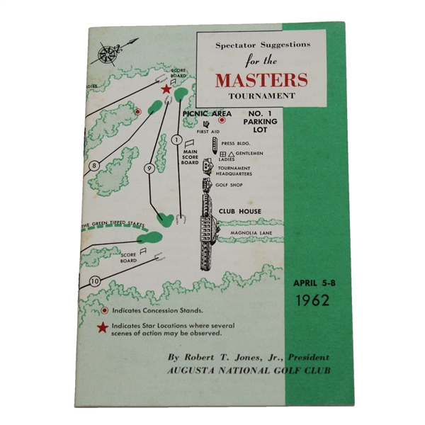 1962 Masters Spectator Guide - Arnold Palmer's 3rd of 4 Wins at Augusta-Superior Condition!