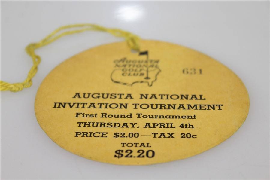 1935 Augusta National Inv. (Masters) First Round Ticket #631 with Original String - A Beauty