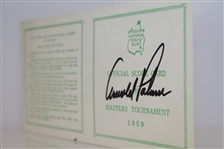 Arnold Palmer Signed 1959 Masters Tournament Official Scorecard JSA ALOA